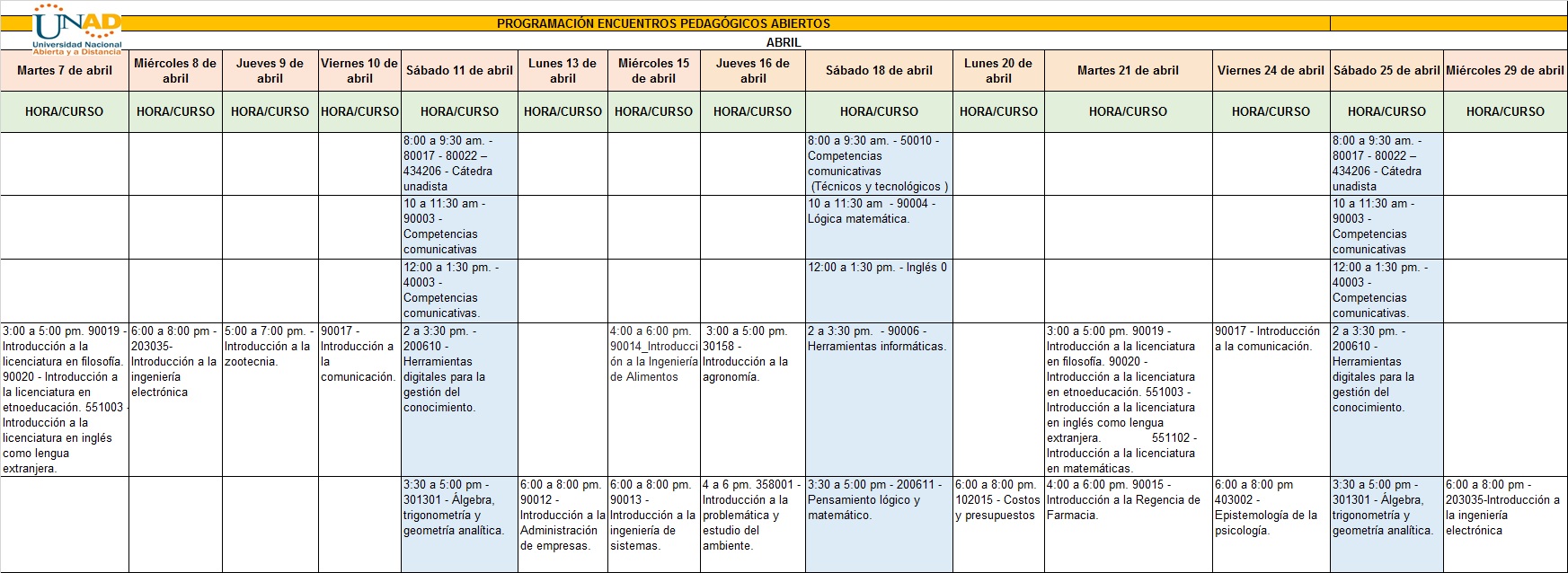 PROGRAMACION ABRIL MARZO 10. ULTIMO